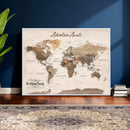 Framed Push Pin World Map Canvas Print – Custom Framed