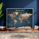 Personalized Vintage Push Pin World Map Canvas Print –