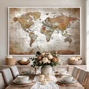 Vibrant Watercolor World Map Canvas Wall Art – Framed Travel