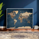 Navy Blue World Map Canvas Print – Framed Travel Map Wall by MyGreatCanvas | Canvas Wall Art Prints | Photo Prints & Wall Decor