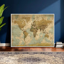 Vintage World Map Wall Art Canvas Print, Detailed World Map