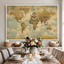 Vintage World Map Wall Art Canvas Print, Detailed World Map