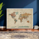 Vintage World Map Canvas Wall Art Print – Framed Modern