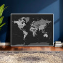 Black World Map Wall Art Canvas Print – Detailed Map of the by MyGreatCanvas | Canvas Wall Art Prints | Photo Prints & Wall Decor