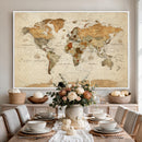Rustic Vintage World Map Canvas Print – Framed Modern
