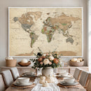 Framed World Map Wall Art for Home and Office Decor