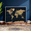 Vintage World Map Canvas on the Dark Background Wall Art by MyGreatCanvas | Canvas Wall Art Prints | Photo Prints & Wall Decor