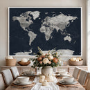 Colorful Watercolor World Map Canvas Print – Vibrant Framed