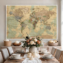 Vintage World Map Wall Art | Ready to Hang and Framed
