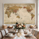 Vintage Detailed World Map Wall Art Canvas Print – Antique