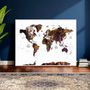 Rustic World Map Wall Art Canvas Print | Large World Map on