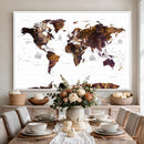Rustic World Map Wall Art Canvas Print | Large World Map on