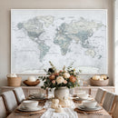 Push Pin World Map Canvas Print - Detailed Vintage World Map