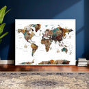 Watercolor World Map Canvas Print – Detailed Map of the