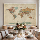 World Map Wall Art Canvas Print, Framed Rustic Atlas Art