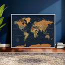Modern World Map Canvas Print – Framed Detailed Map of the by MyGreatCanvas | Canvas Wall Art Prints | Photo Prints & Wall Decor