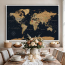 Framed Large World Map Wall Art Canvas Print – Stunning