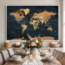 Vintage World Map Canvas Wall Art – Detailed Map with