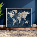 Large Blue World Map Wall Art Canvas Print for Home Office by MyGreatCanvas | Canvas Wall Art Prints | Photo Prints & Wall Decor