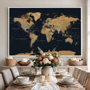 Vintage World Map Earth Globe Countries Oceans Continents