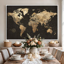 Framed World Map with Pin Canvas Print – Detailed World Map