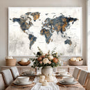 World Map Wall Art Canvas Print for Office Wall Decor