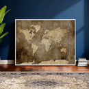 Dark Vintage World Map Canvas Wall Art Print, Antique Map
