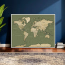 Vintage World Map Canvas Wall Art Print, Classic Global Map