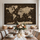 Colorful World Map Canvas Wall Art with Landmarks – Framed