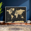 Vintage Blue and Brown World Map Canvas Wall Art – Framed by MyGreatCanvas | Canvas Wall Art Prints | Photo Prints & Wall Decor