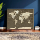 Vintage World Map Canvas Print – Framed Travel Map Wall Art