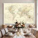 Detailed Large World Map Wall Decor Canvas Art Print