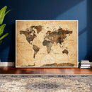 Navy Blue and Gold World Map Canvas Print – Framed Luxury by MyGreatCanvas | Canvas Wall Art Prints | Photo Prints & Wall Decor
