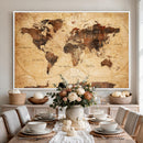 Modern Red and Gray World Map Canvas Print – Framed Wall Art