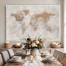Detailed World Map Wall Art Canvas Print for Home and Office Decor
