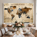 World Map Wall Art Canvas Print, Modern Decorative Framed