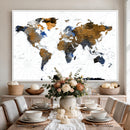 World Map Wall Art Canvas Print, Modern Decorative Framed