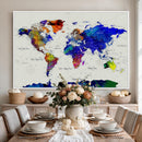 World Map Wall Art Canvas Print, Modern Decorative Framed