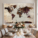 World Map Canvas Triptych – Colorful Global Wall Art for