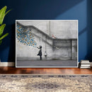 Banksy Girl with Butterflies Street Art Wall Art Canvas by MyGreatCanvas | Canvas Wall Art Prints | Photo Prints & Wall Decor