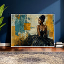 Elegant Woman Canvas Wall Art — Black Gold Gown Fashion by MyGreatCanvas | Canvas Wall Art Prints | Photo Prints & Wall Decor