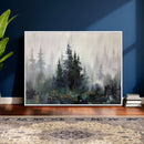Misty Pine Forest Oil Painting Canvas — Dark Moody Teal Grey by MyGreatCanvas | Canvas Wall Art Prints | Photo Prints & Wall Decor