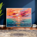 Bold Palette Knife Ocean Sunset Canvas — Orange Pink Teal by MyGreatCanvas | Canvas Wall Art Prints | Photo Prints & Wall Decor