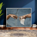 Funny Bathroom Canvas Wall Art, Michelangelo Creation of by MyGreatCanvas | Canvas Wall Art Prints | Photo Prints & Wall Decor