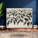 Longhorn Cattle Canvas Wall Art, Black White Stampede Ink by MyGreatCanvas | Canvas Wall Art Prints | Photo Prints & Wall Decor