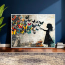 Banksy Butterfly Girl Wall Art Canvas Print, Framed Street by MyGreatCanvas | Canvas Wall Art Prints | Photo Prints & Wall Decor