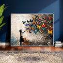 Banksy Graffiti Butterfly Girl Wall Art Canvas Print, Framed by MyGreatCanvas | Canvas Wall Art Prints | Photo Prints & Wall Decor