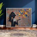 Urban Banksy Butterfly Girl Wall Art Canvas Print, Framed by MyGreatCanvas | Canvas Wall Art Prints | Photo Prints & Wall Decor