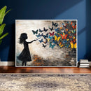 Banksy Butterfly Girl Wall Art Canvas Print, Framed Street by MyGreatCanvas | Canvas Wall Art Prints | Photo Prints & Wall Decor