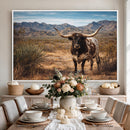 Texas Longhorn Bull Wall Art Canvas Print, Western Farmhouse